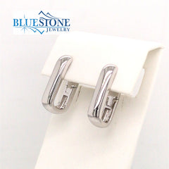 Sterling Silver Rhodium Plated Wide Paper Clip Hoops