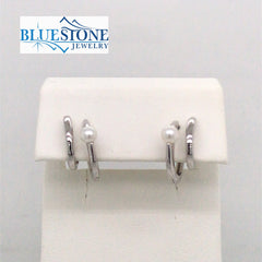 Sterling Silver Rhodium Plated Double Parallel Pearl Hoops