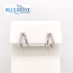 Sterling Silver Double Huggie Hoops w/ CZ's