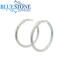 Sterling Silver 2mm Hoop Earrings - 1" Long