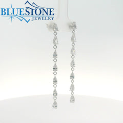 Silver Cubic Zirconia Pear Dangle Earrings