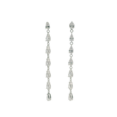 Silver Cubic Zirconia Pear Dangle Earrings