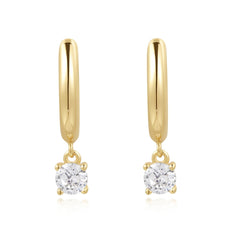Gold Plated Solitaire Huggie Earrings