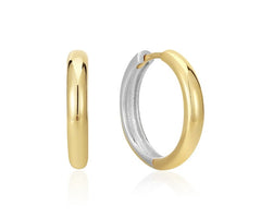 Sterling Silver and 14K Yellow Gold Plated Two Tone Hoops- 18mm