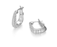 Sterling Silver Encrusted Cubic Zirconia Hoop Earrings