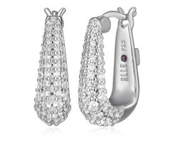 Sterling Silver Encrusted Cubic Zirconia Hoop Earrings