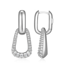 Sterling Silver Encrusted Cubic Zirconia Double Hoop Earrings