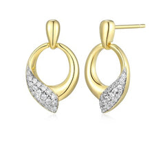Sterling Silver and 14K Gold Plated Stud Earrings with CZ's
