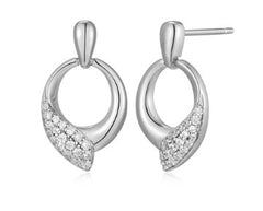 Sterling Silver and Rhodium Plated Stud Earrings with CZ's