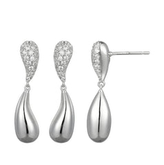 Sterling Silver Earrings with Teardrops w/ CZ's