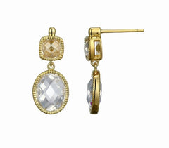 Sterling Silver & 14KY Gold Plated Miligrain CZ Earrings