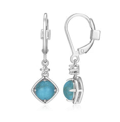 Sterling Silver Earrings with Turquosie and White Topaz Gemstones