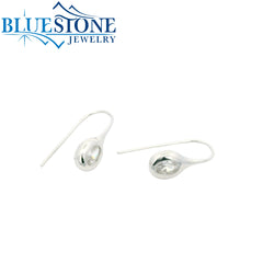 Silver and Rhodium Plated Chunky Bezel Set CZ French Wire Earrings