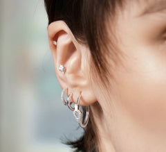 Silver Triangle Cubic Zirconia Stud Earrings