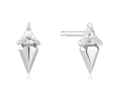 Silver Triangle Cubic Zirconia Stud Earrings