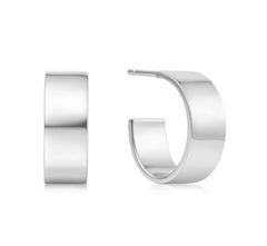 Sterling Silver Medium Flat Huggie Stud Earrings