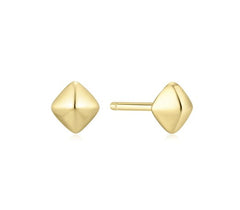 14 Karat Yellow Gold Plated Pyramid Stud Earrings