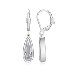 Sterling Silver Lever Back Earrings w/ Two Pear Cut CZ