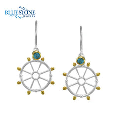 Silver & Gold Ship's Wheel Earrings
