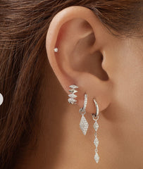 Silver Multi Sparkle Huggie Earrings