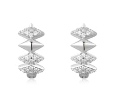 Silver Multi Sparkle Huggie Earrings