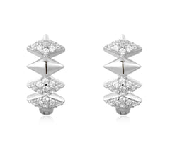 Silver Multi Sparkle Huggie Earrings