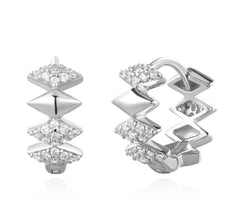 Silver Multi Sparkle Huggie Earrings