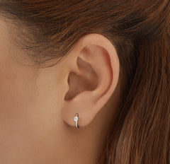 Silver Huggie Hoop Earrings with Cubic Zirconias