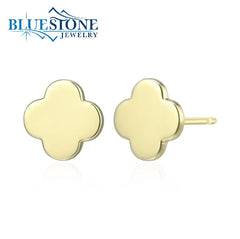 Sterling Silver & 10KYG Plated Clover Stud Earrings