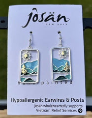Sterling Silver Two-Tone Blue Enamel Mountain Earrings