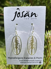 Sterling Silver Two-Tone Tree Earrings