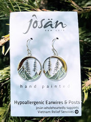 Sterling Silver Two-Tone Moon & Mountain Peak Earrings