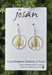 Sterling Silver Two-Tone Tree Earrings