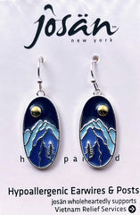 Sterling Silver Colored Enamel Mountains & Tree Earrings