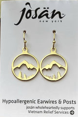 14 Karat Gold Plated Mountain & Tree Outline Earrings
