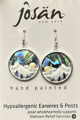 Sterling Silver Snowcapped Mountains & Aurora Sky Earrings