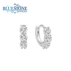 Sterling Silver Trio Hoops w/ Six CZ Gemstones.
