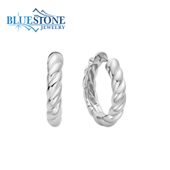 Sterling Silver & Rhodium Plated Twist Hoops Earrings
