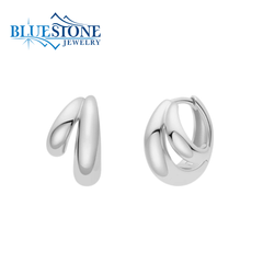 Sterling Silver & Rhodium Plated Double Dome Hoop Earrings