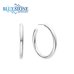 Sterling Silver & Rhodium Plated Dome Stud Hoops Earrings - 36mm