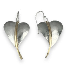 Sterling Silver & Gold Filled Leaf Earrings -1.5" Long
