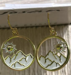 Sterling Silver Two-Tone Sun & Mountain Earrings