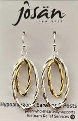 Sterling Silver Two-Tone Oval Twist Hoop Earrings
