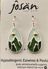 Sterling Silver Colored Enamel Mountains & Tree Earrings