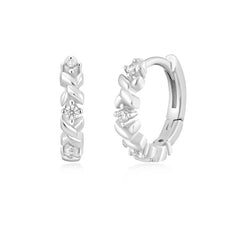 Silver Twisted Huggie Earrings