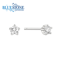 Sterling Silver 5-Prong Stud Earrings w/ CZ's