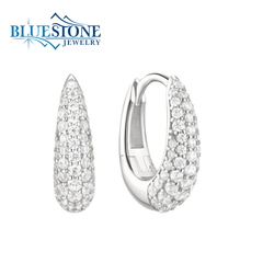 Small Sterling Silver Pave CZ Huggie Earrings