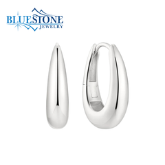 Sterling Silver Solid Oval Hoop Earrings