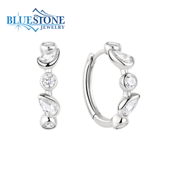 Medium Sterling Silver Plated CZ Hoop Earrings