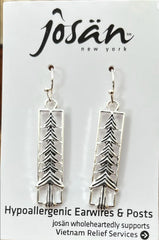 Sterling Silver Rectangular Tree Earrings